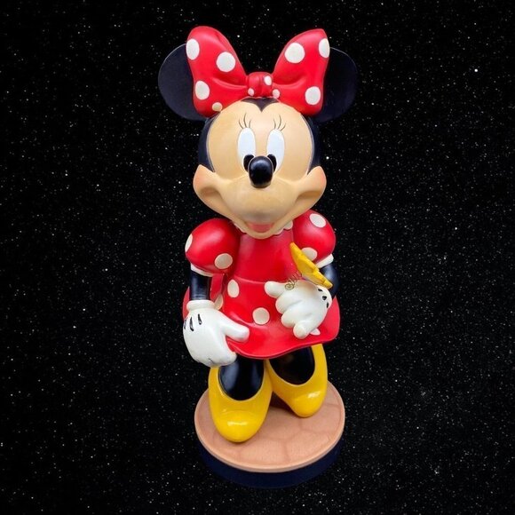 Walt Disney Minnie Mouse Red Polka Dot Dress Bobble Head 9”T 3.25”W - Picture 1 of 7